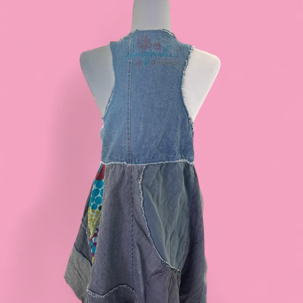 Vintage Desigual Denim Patchwork Assymetrical Flo… - image 6
